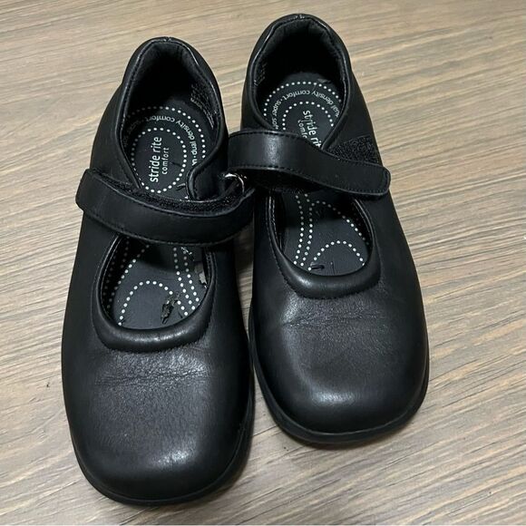 Stride Rite Black Leather Mckenzie mary jane Slip on Velcro shoe 10.5 - Picture 3 of 8